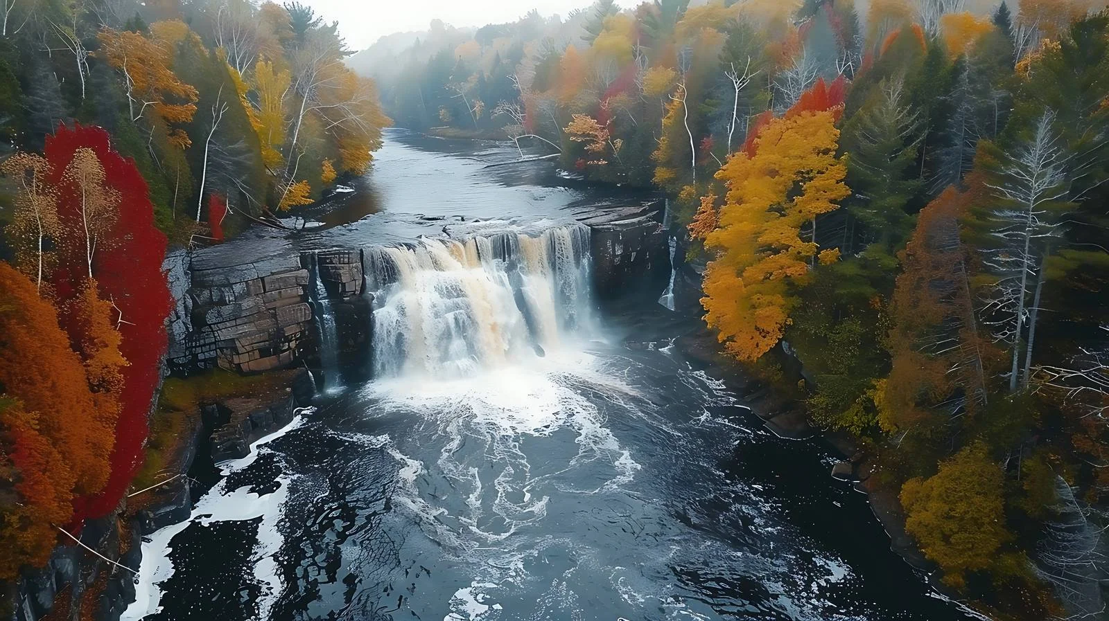 Scenic Manabezho Falls, Porcupine River Beauty — free download from Dotvec