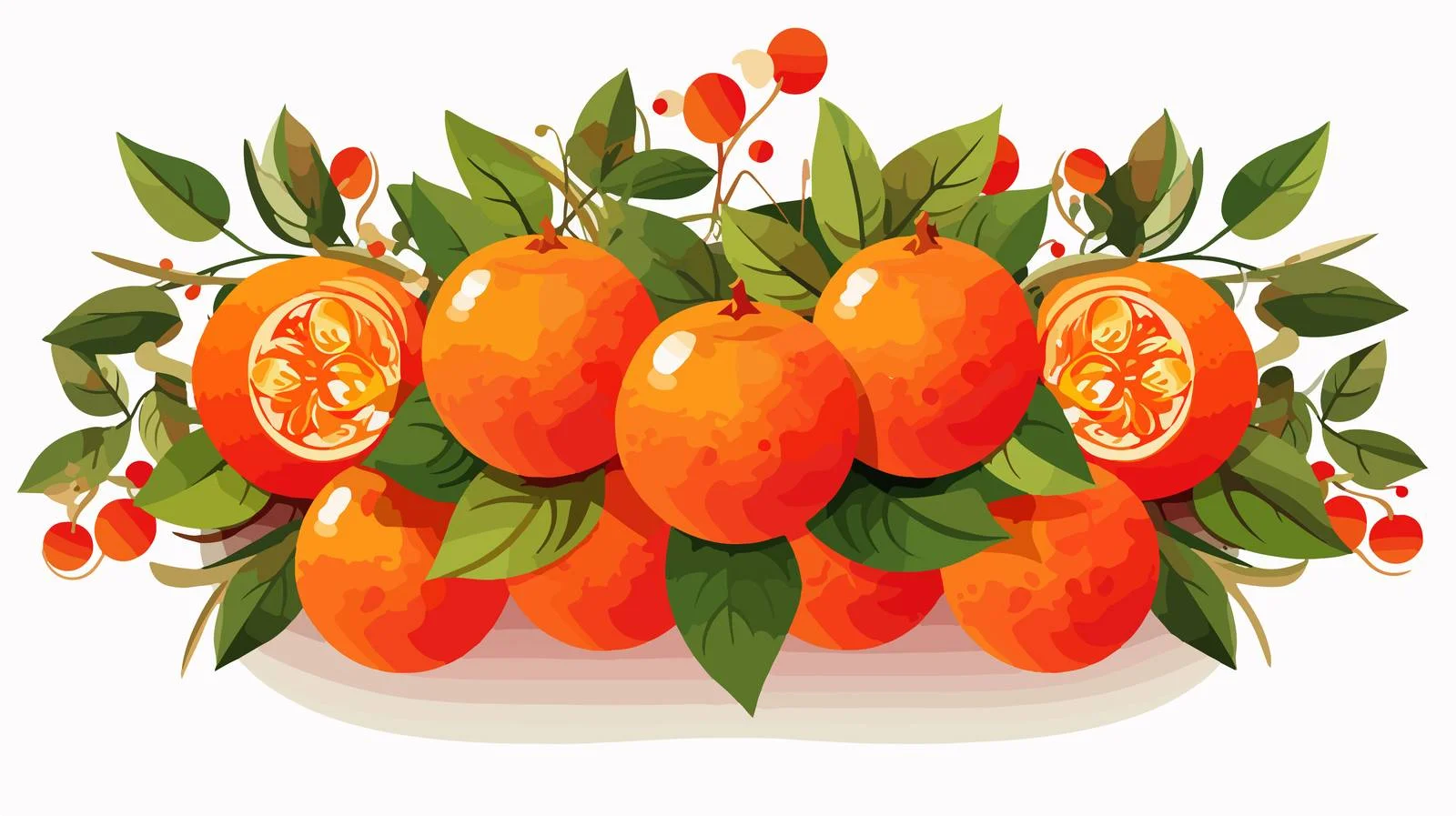 Festive Mandarin Oranges Covered in Red — free download from Dotvec