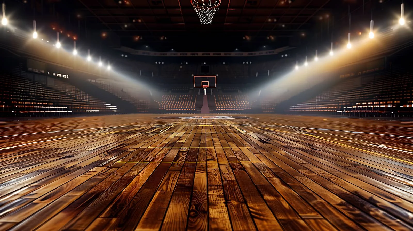 Gleaming Maple Basketball Court under Dark Sky — free download from Dotvec