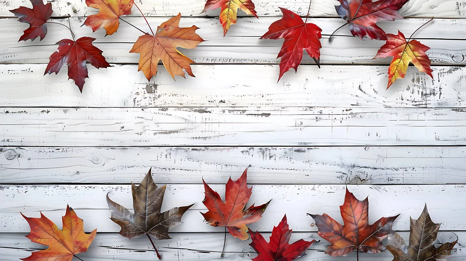 Maple Leaves on Pine Wooden Background White — free download from Dotvec