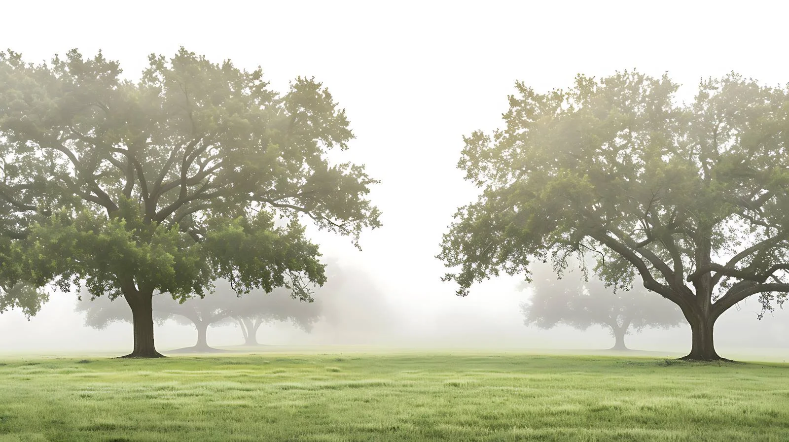 Tranquil Park with Misty Summer Oak Trees — free download from Dotvec