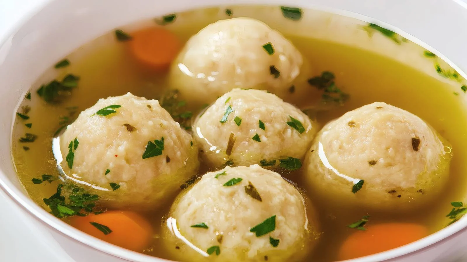 Traditional Matzoh Ball Soup on White — free download from Dotvec