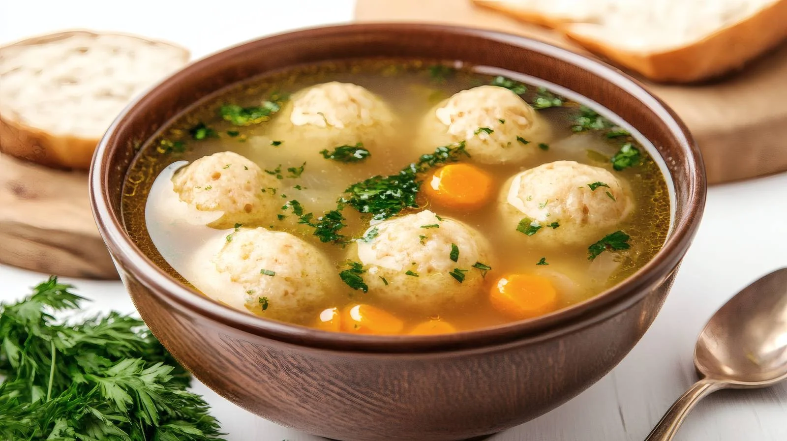 Traditional Matzoh Ball Soup on White — free download from Dotvec