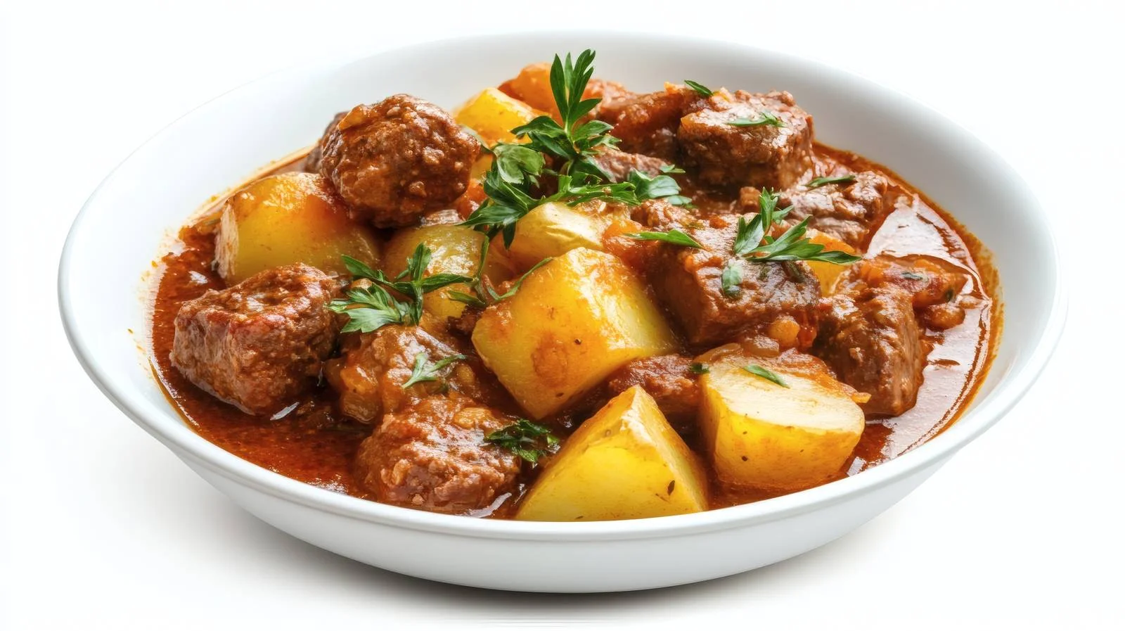 Hearty Meat Potato Stew on White — free download from Dotvec