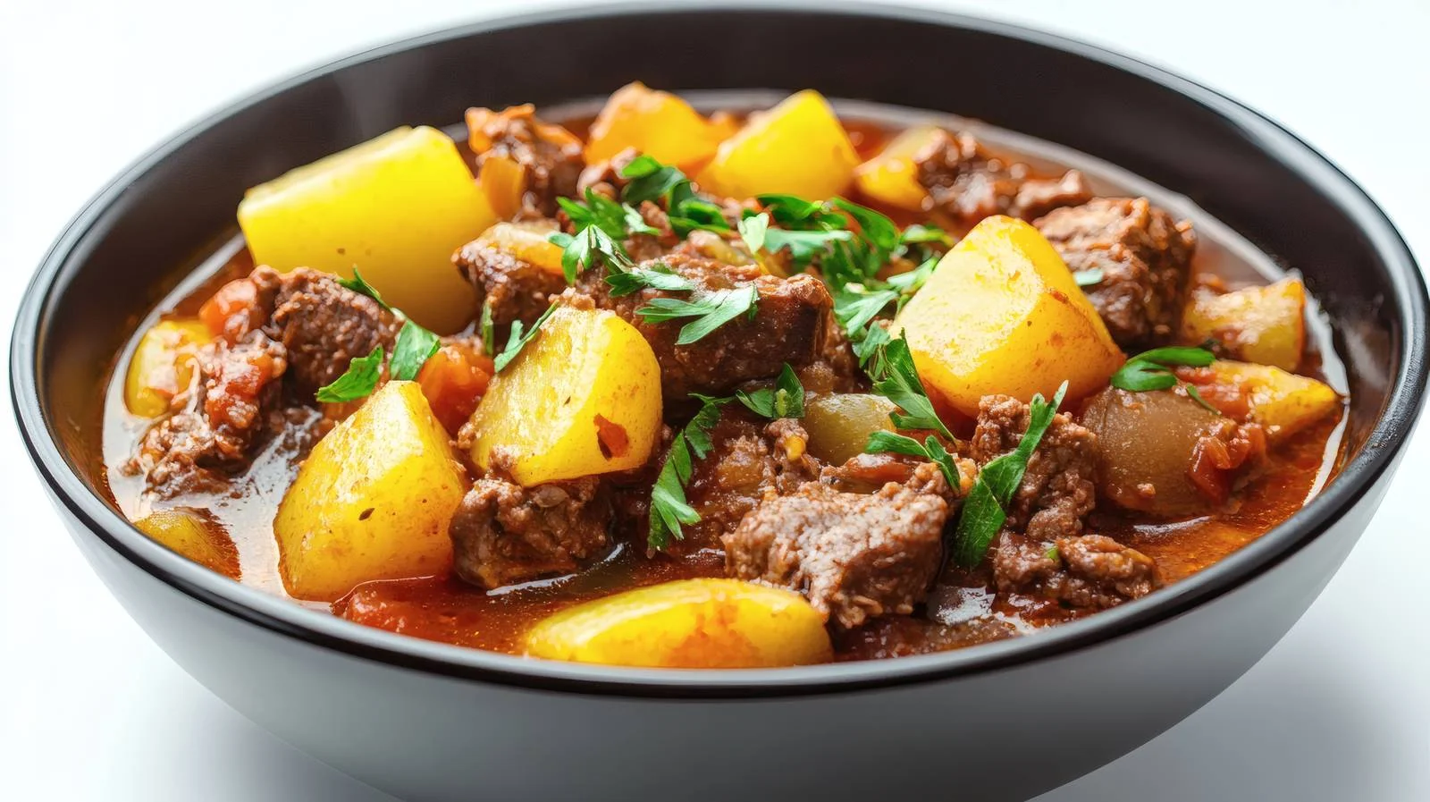 Hearty Meat and Potato Stew on White — free download from Dotvec