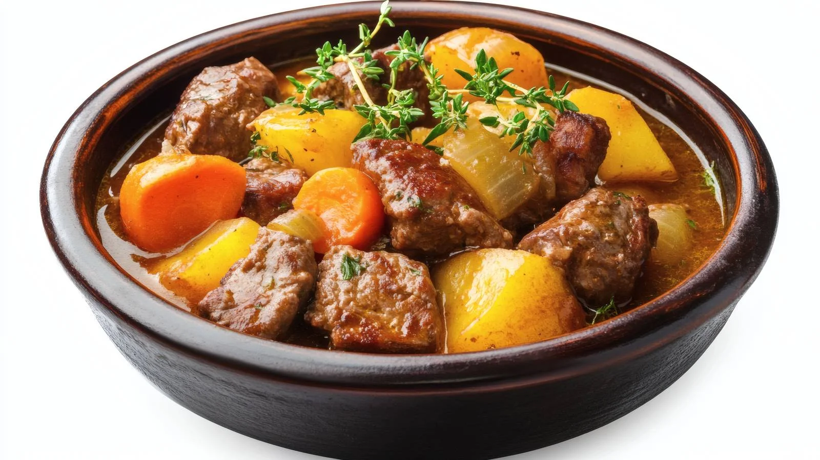 Savory Meat and Vegetable Stew on White — free download from Dotvec