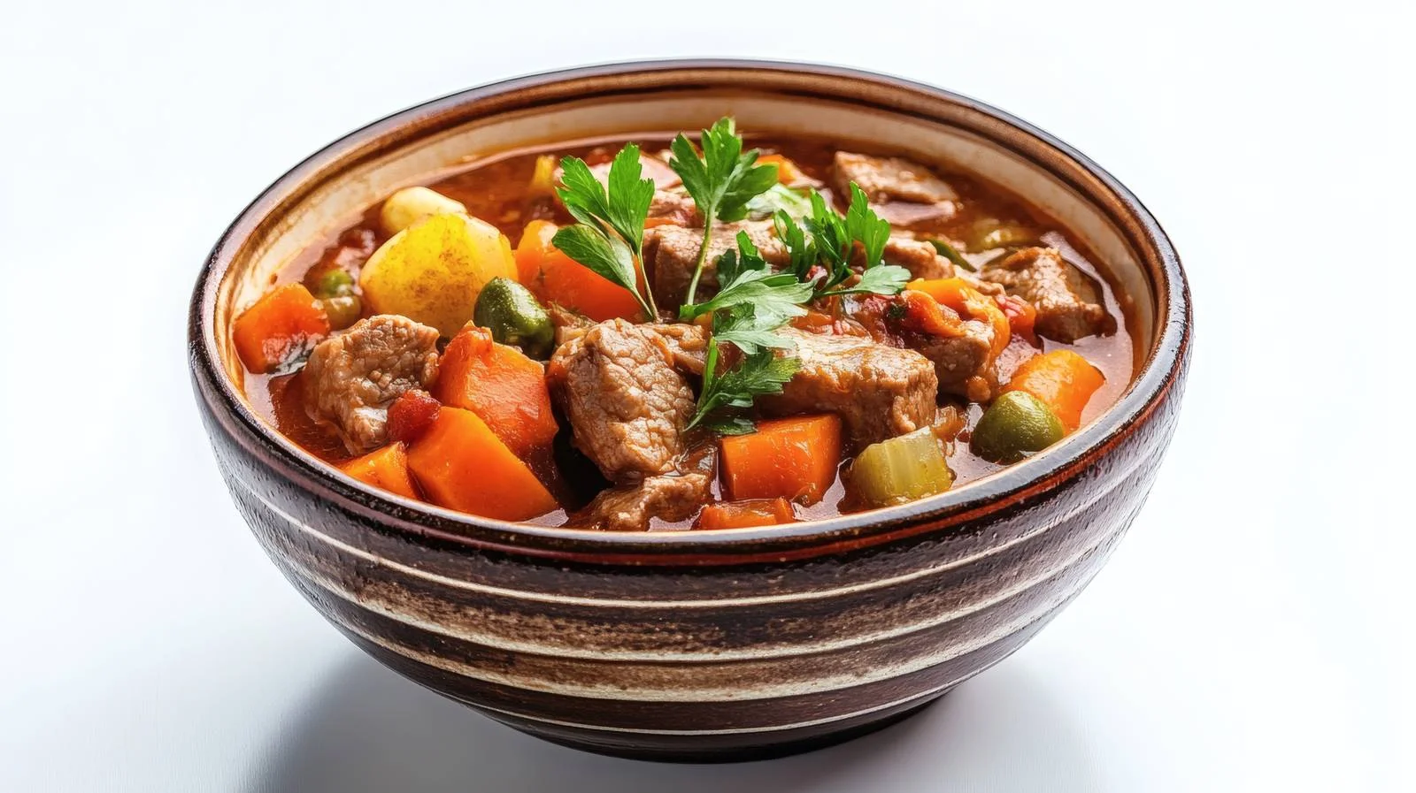 Hearty Meat and Veg Stew on White — free download from Dotvec