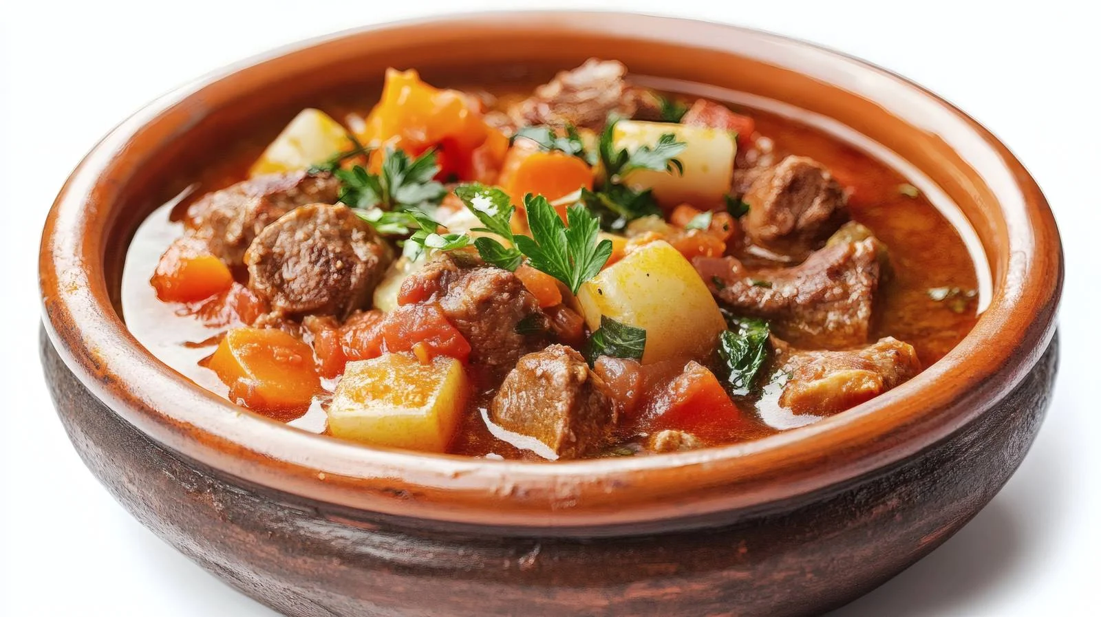 Savory Meat and Veg Stew on White — free download from Dotvec