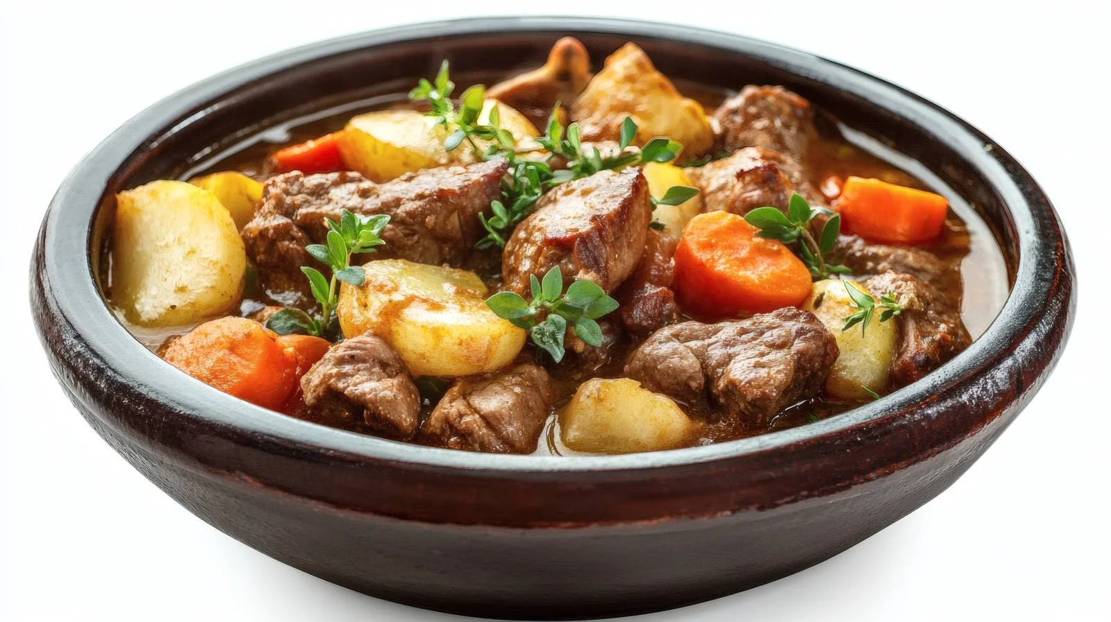 Savory Meat and Veggie Stew on White — free download from Dotvec