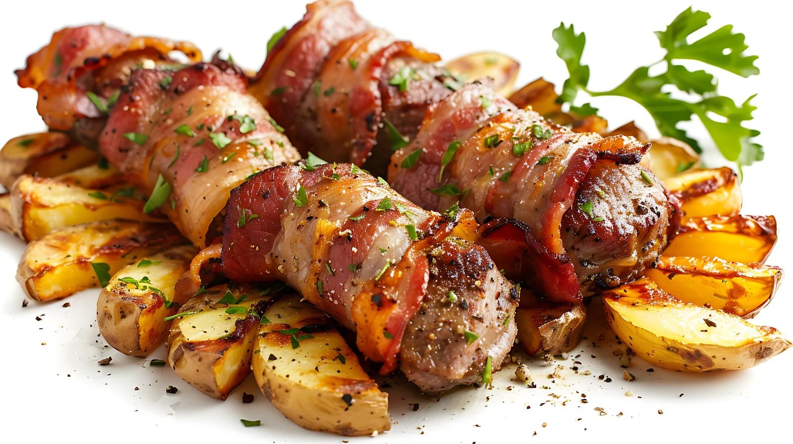 Succulent Bacon-Wrapped Meat Chunks and Potato — free download from Dotvec