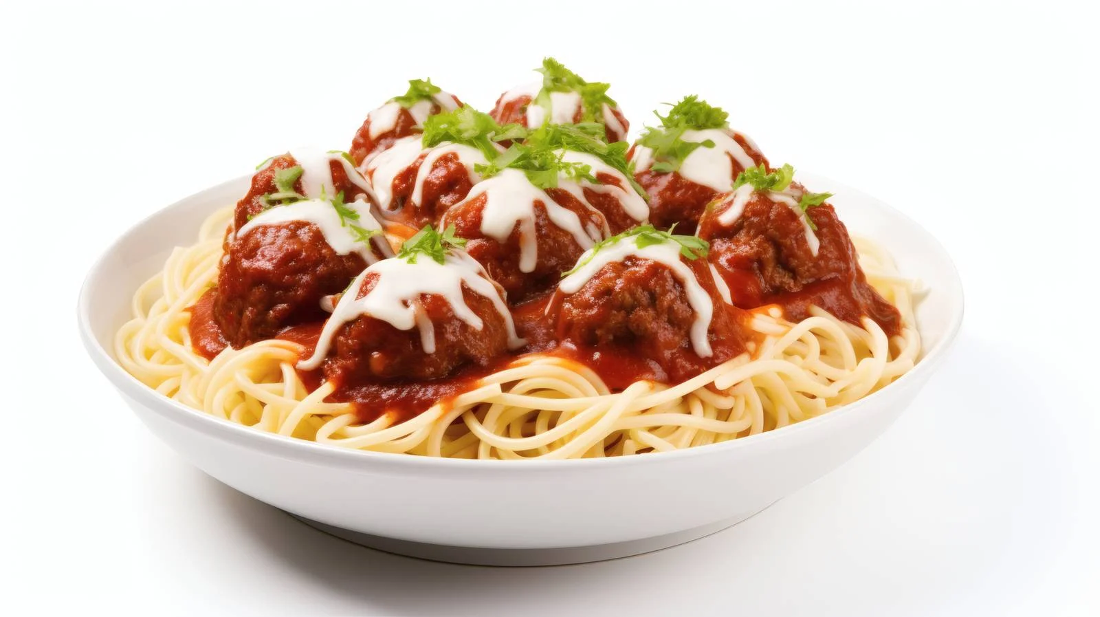 Delicious Meatball Spaghetti Pasta on White — free download from Dotvec