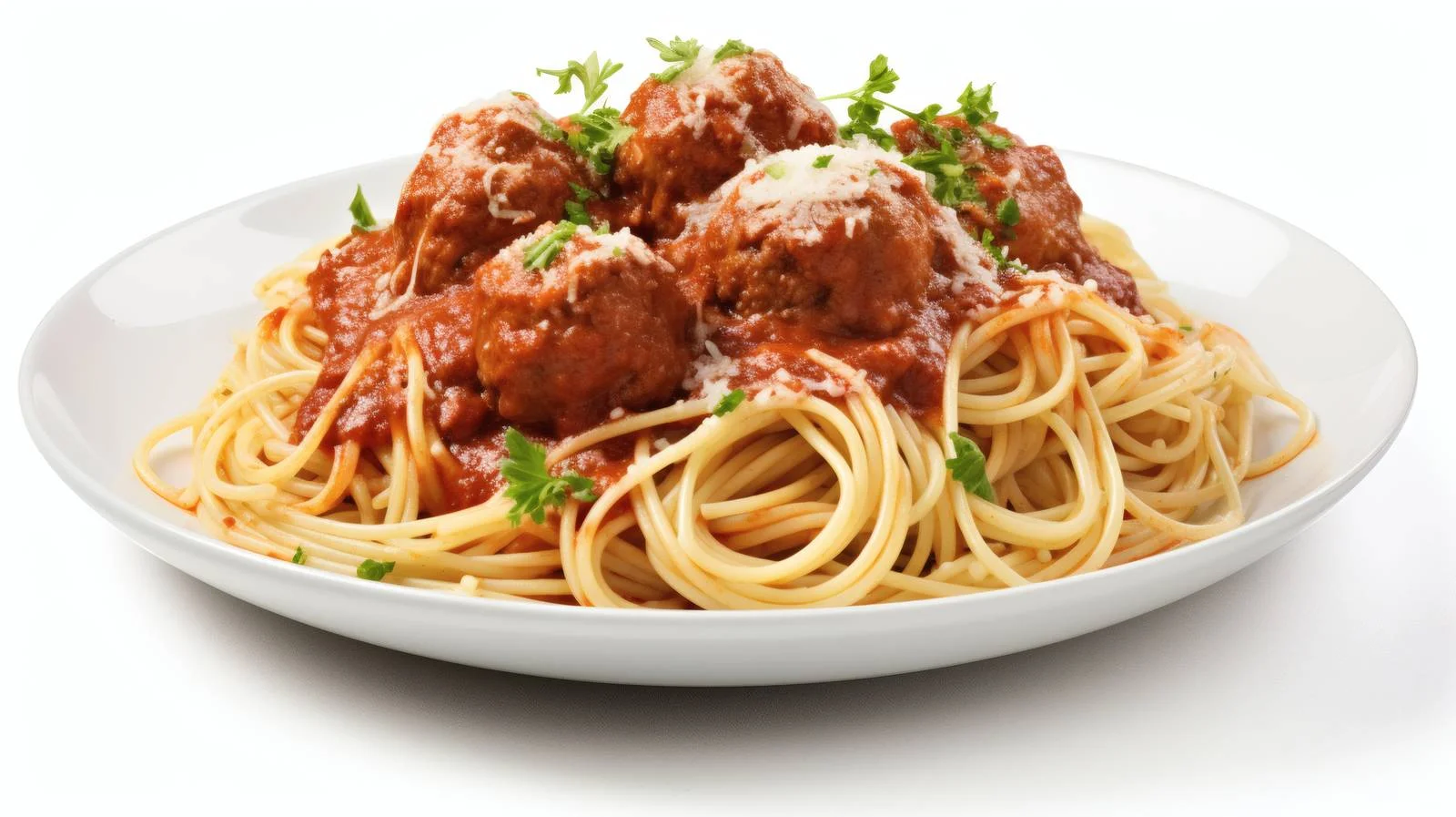 Delicious Meatball Spaghetti Pasta on White — free download from Dotvec