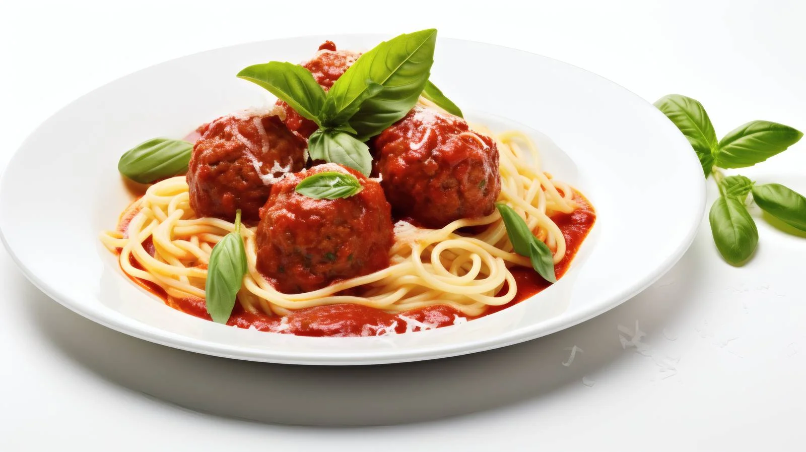 Gourmet Spaghetti Meatball Pasta on White — free download from Dotvec