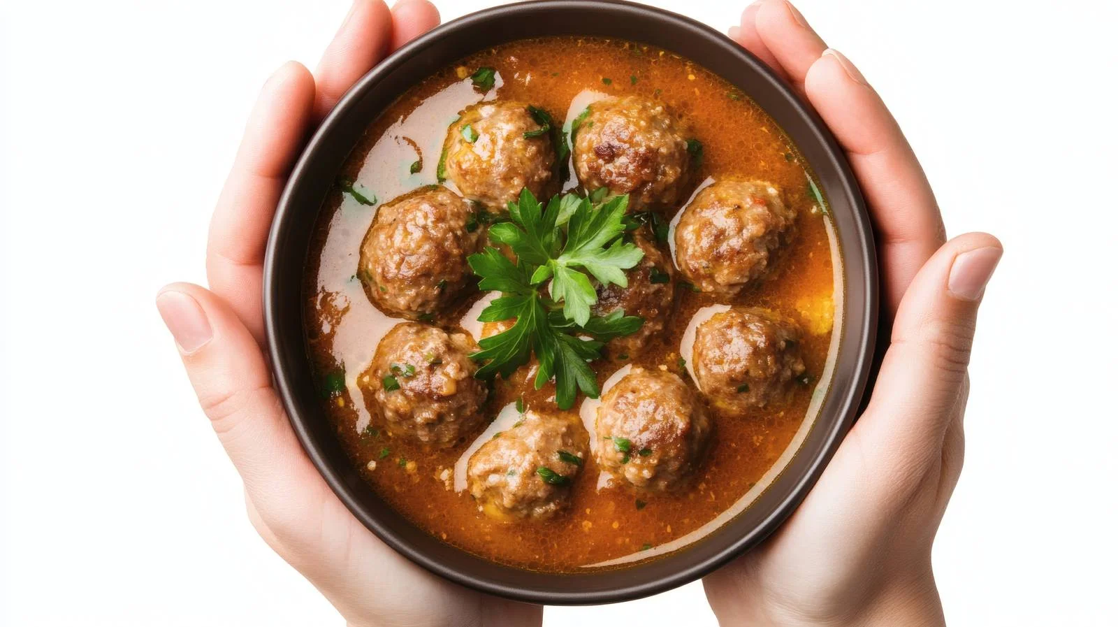 Savory Meatball Soup Presentation on White — free download from Dotvec