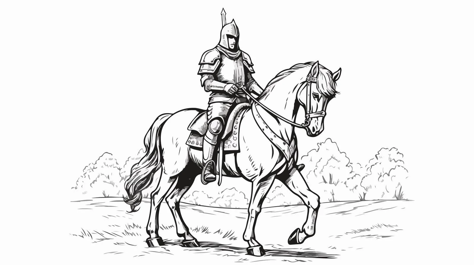 Medieval Knight on Horseback — free download from Dotvec