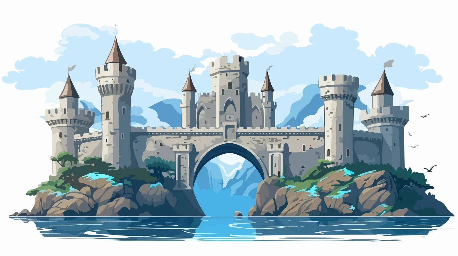 Medieval Stone Castle and Arches — free download from Dotvec