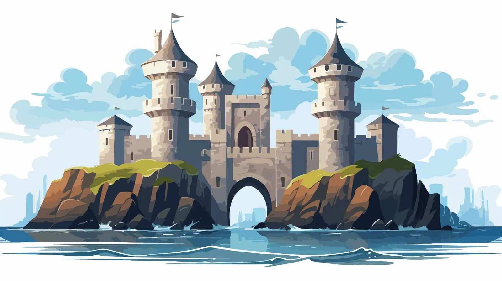 Majestic Stone Castle with Towers — free download from Dotvec