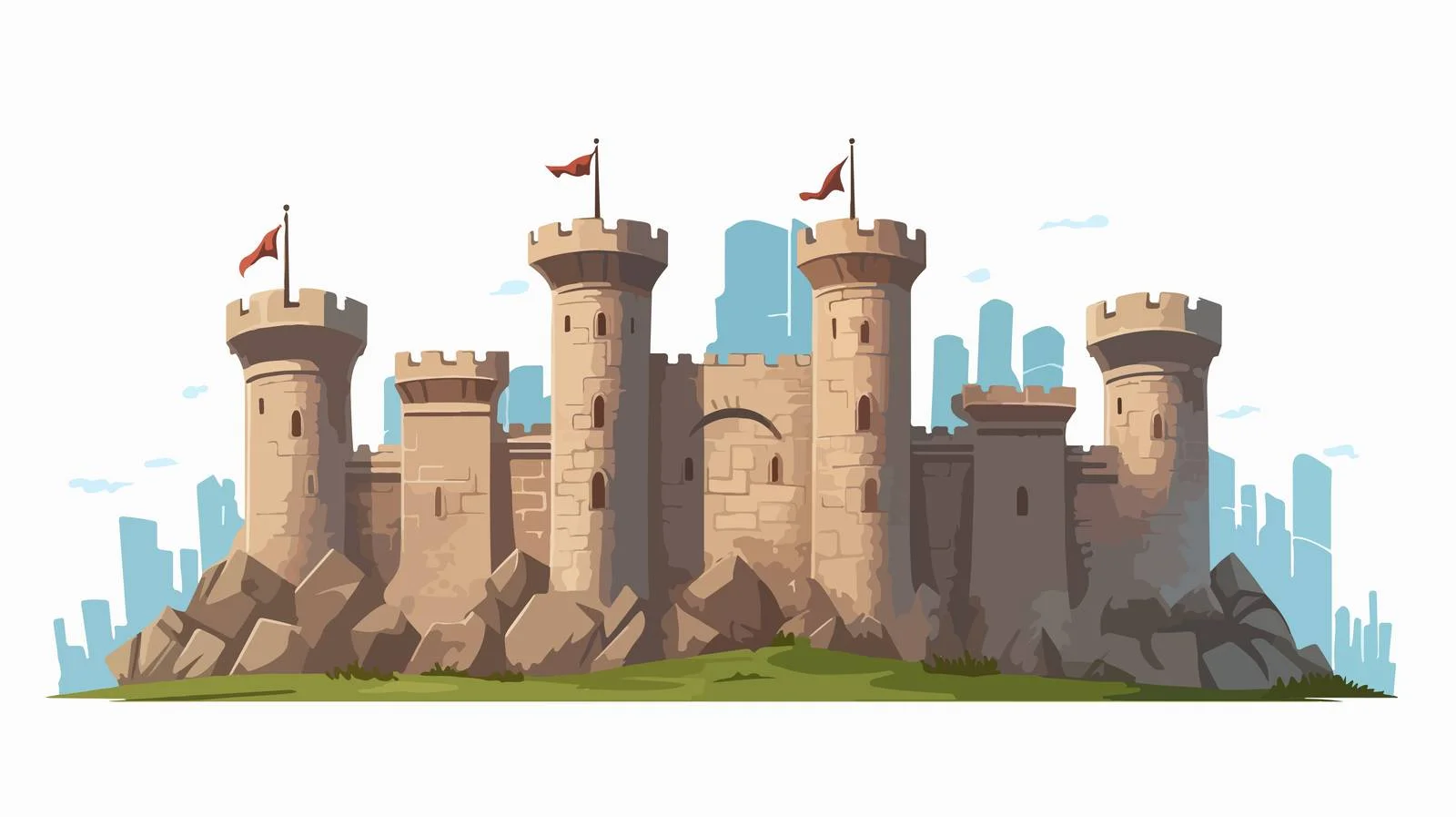 Medieval Stone Castle Plain Towers — free download from Dotvec