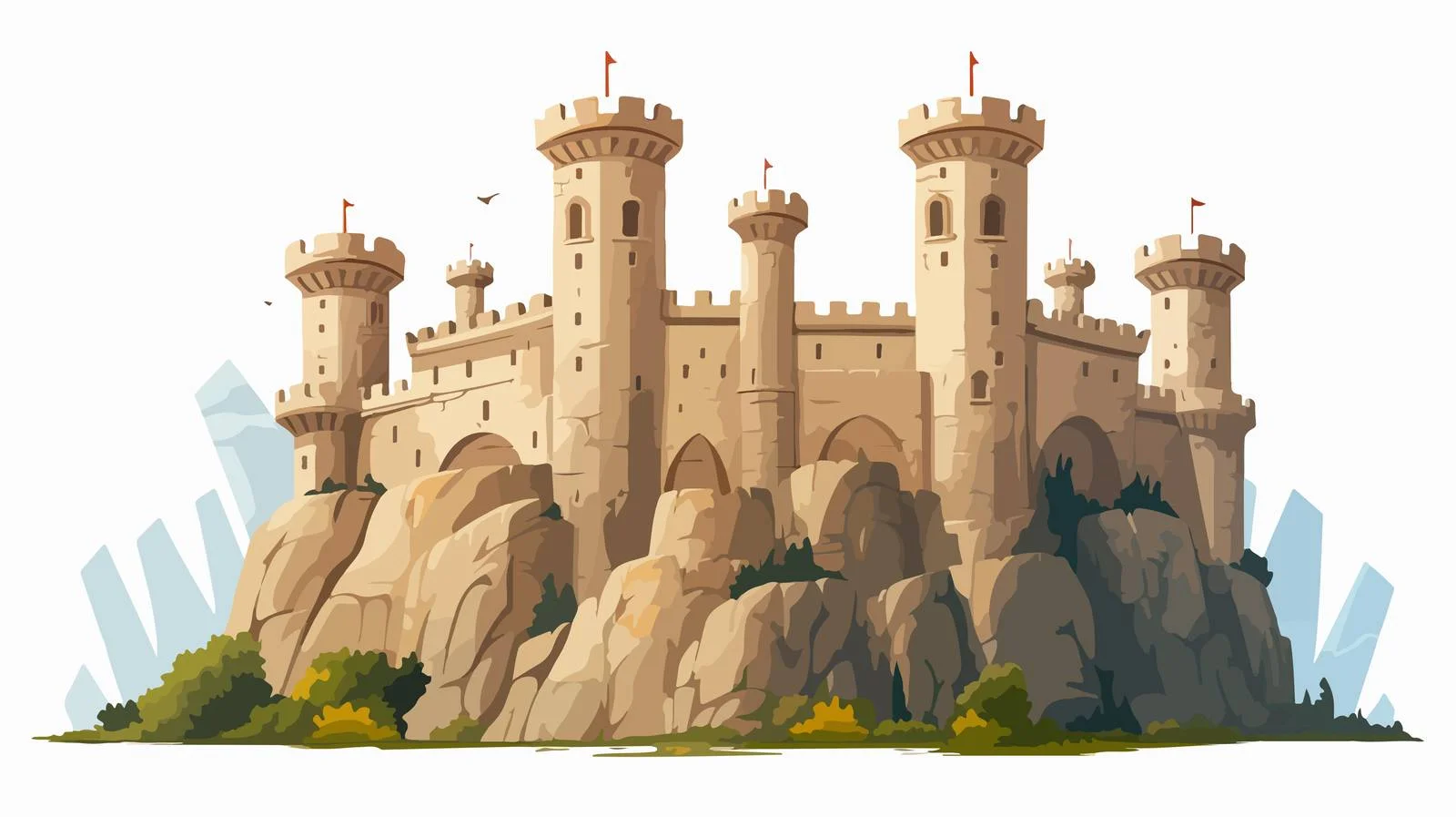 Medieval Stone Castle on Rocks — free download from Dotvec