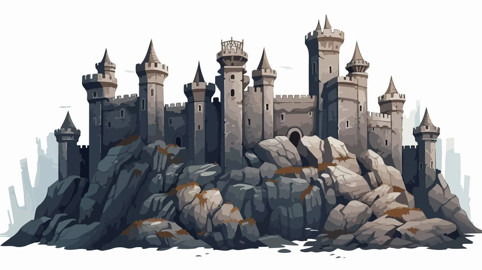 Medieval Stone Castle on Rocks — free download from Dotvec
