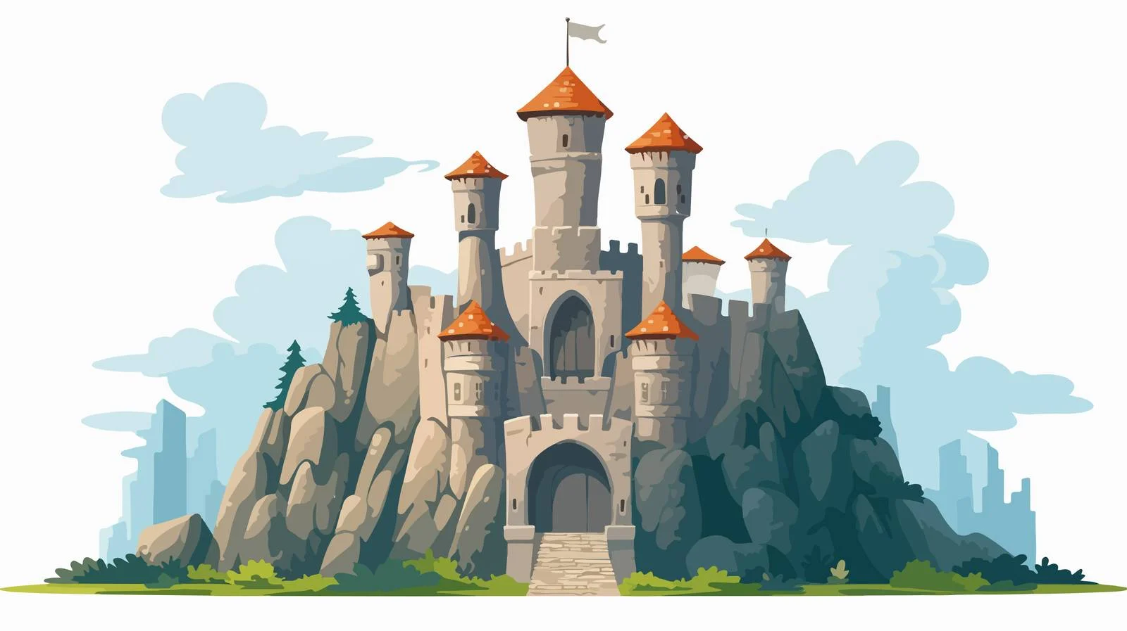 Majestic Stone Castle on Rocky Terrain — free download from Dotvec