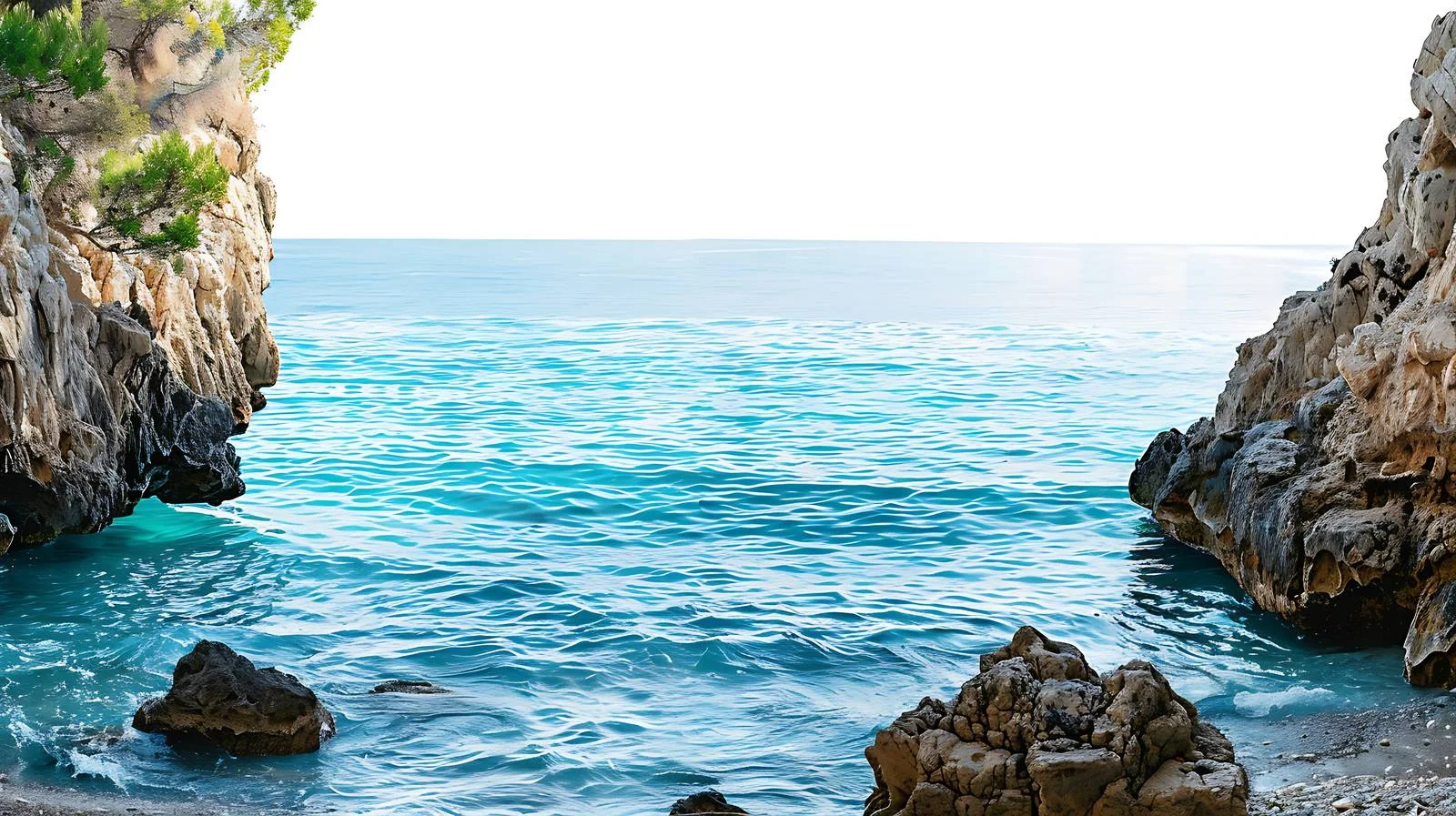 Serene Mediterranean Coastal Scene on White Background — free download from Dotvec