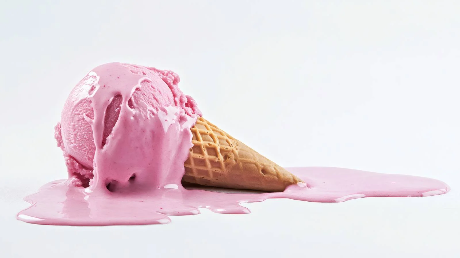 Liquefied Pink Ice Cream Cone on White Background — free download from Dotvec
