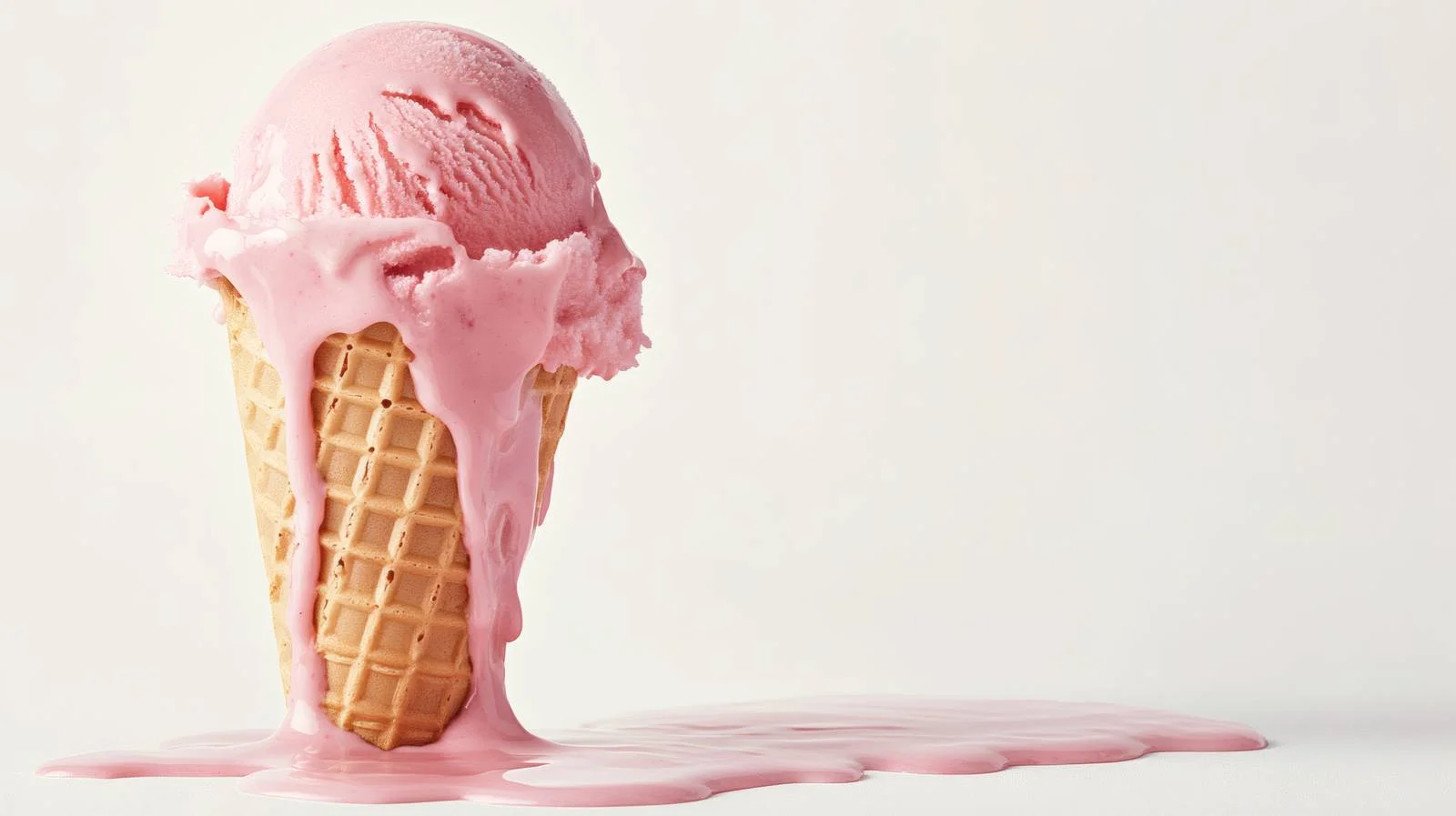 Droopy Pink Ice Cream Cone on White — free download from Dotvec