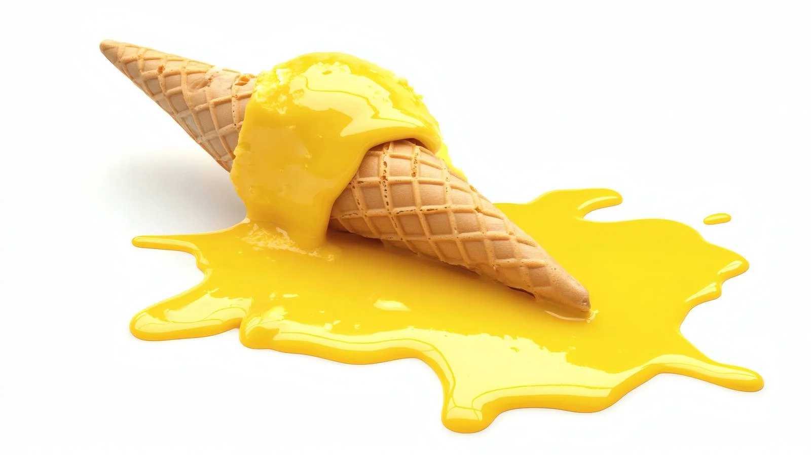 Sundae Yellow Ice Cream Cone on White — free download from Dotvec