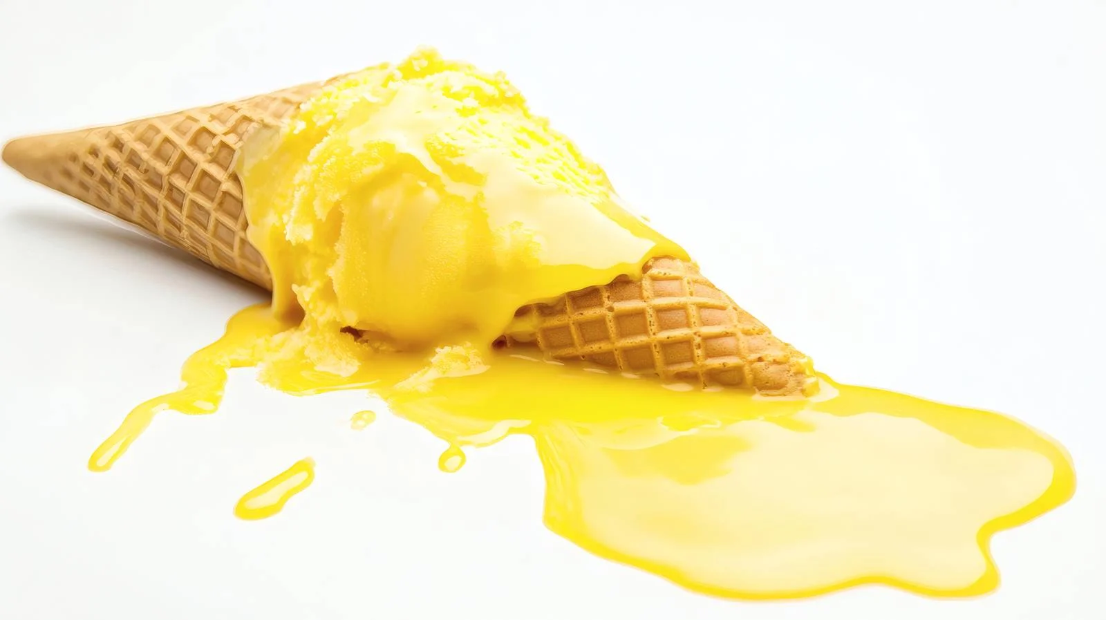 Sunny Melted Ice Cream Cone on White — free download from Dotvec
