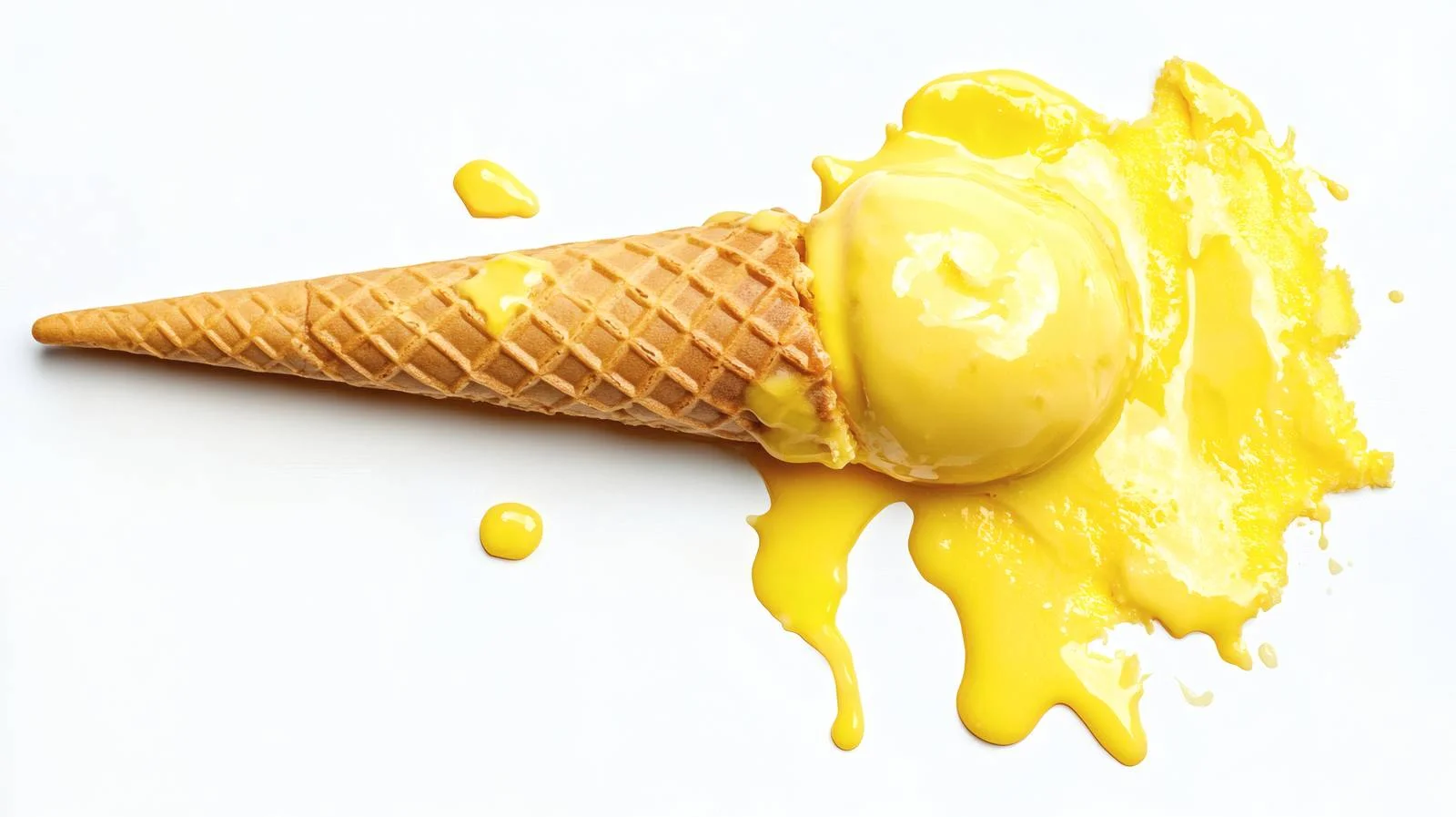Dripping Yellow Ice Cream Cone on White — free download from Dotvec