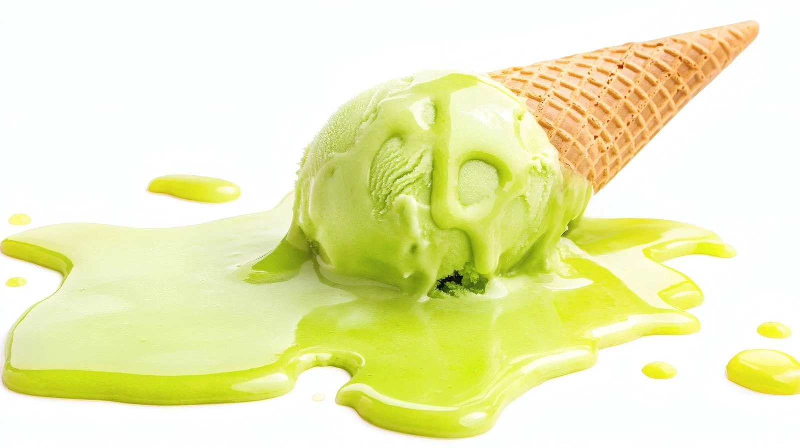 Drooping Green Ice Cream Cone on White — free download from Dotvec