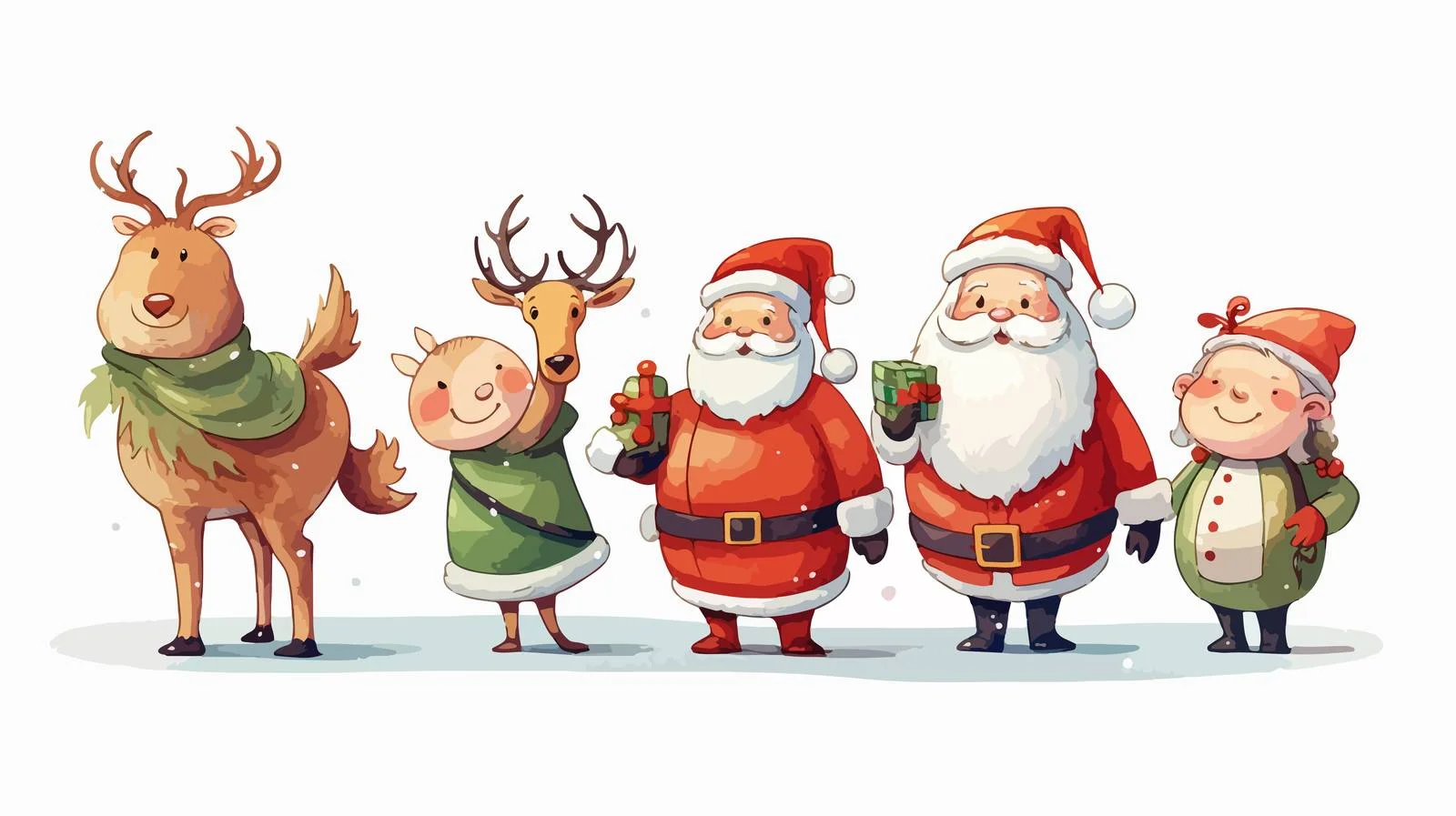 Holiday Characters Gathering Snowman Image — free download from Dotvec