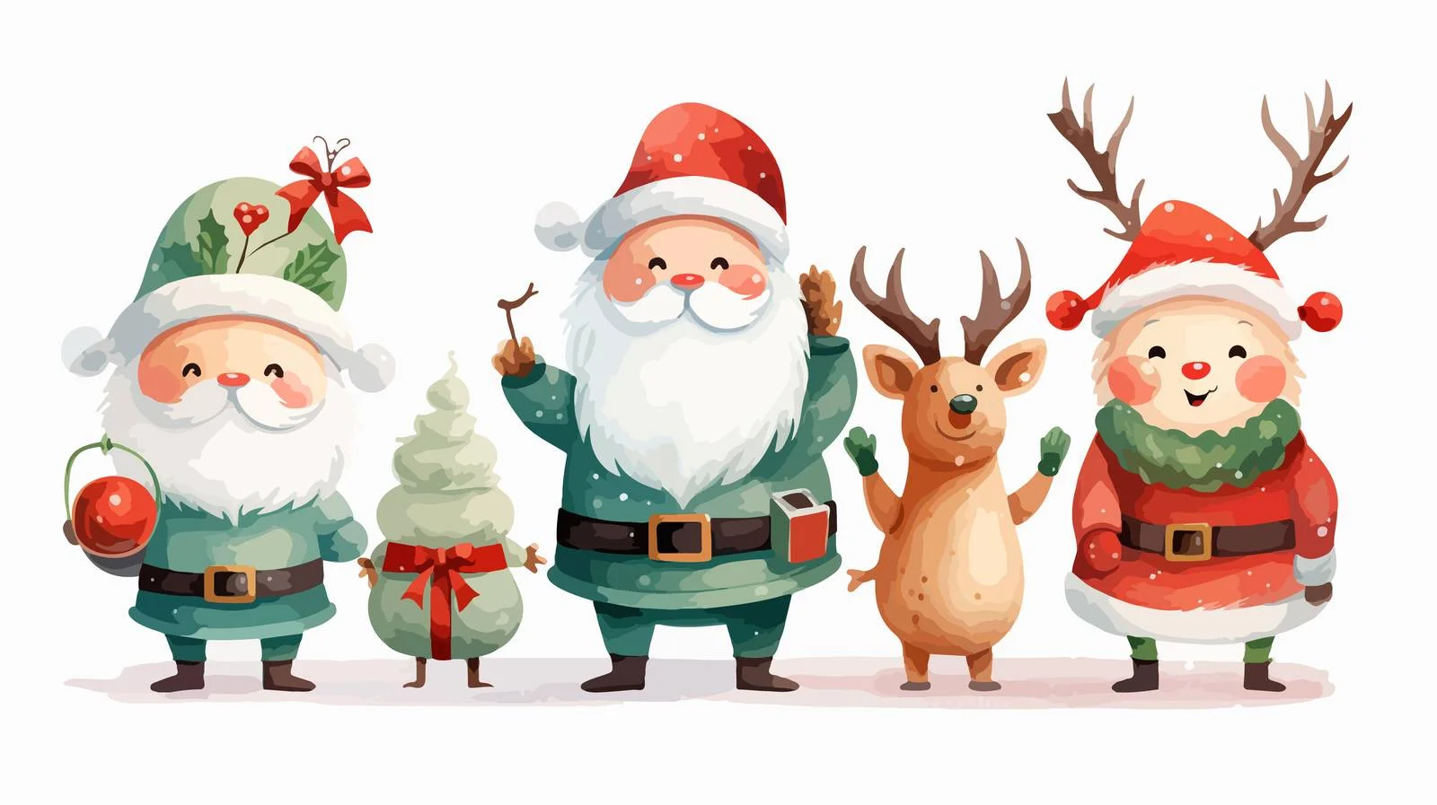 Festive Christmas Characters Gathering — free download from Dotvec