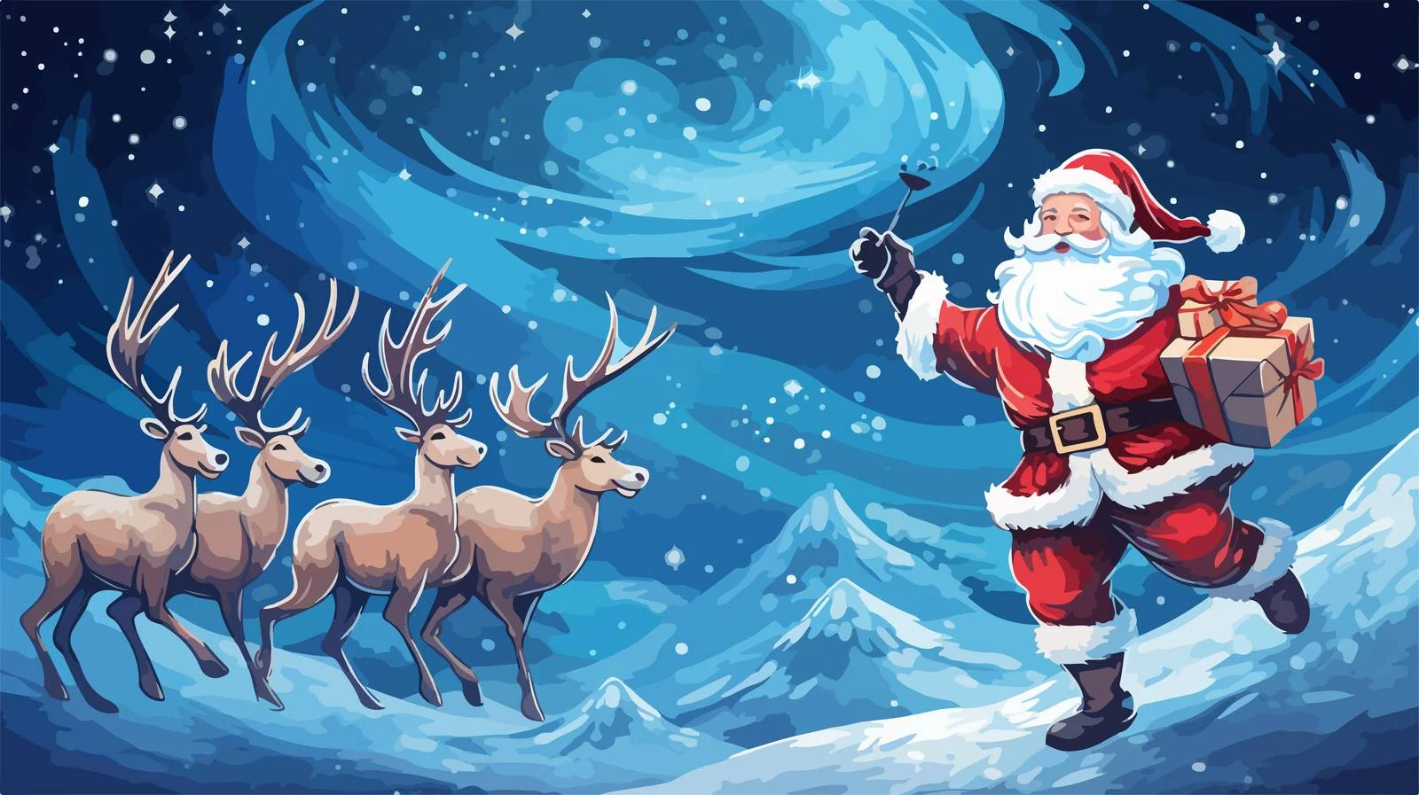 Festive Santa Reindeer Cosmos Image — free download from Dotvec