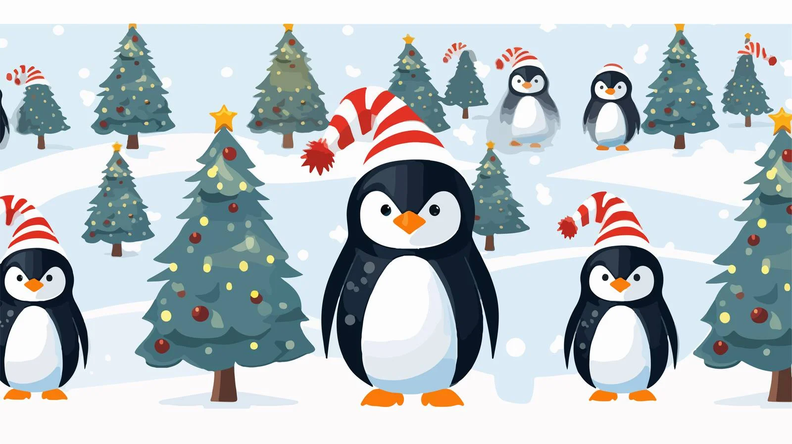 Penguin Christmas Pattern — free download from Dotvec