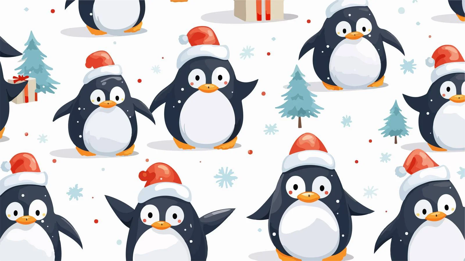 Festive Penguin Seamless Pattern Vector Illustration — free download from Dotvec