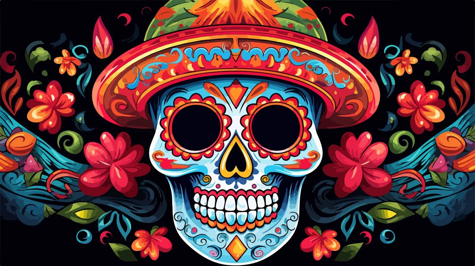 Mexican Skull Maracas Poster Design — free download from Dotvec
