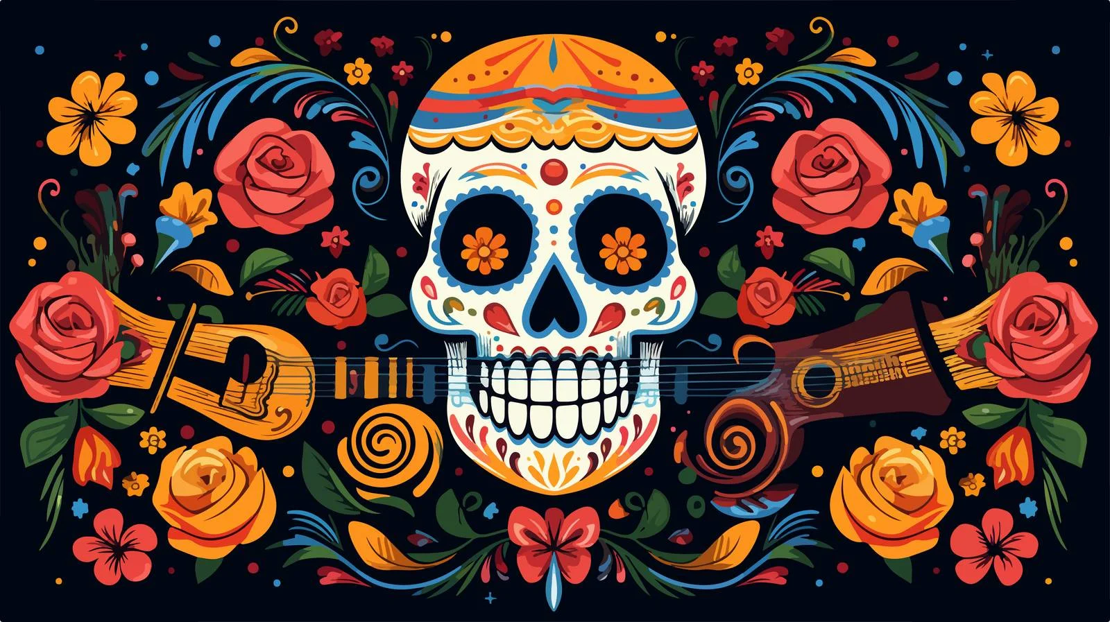 Mexican Skull Maracas Poster Design — free download from Dotvec