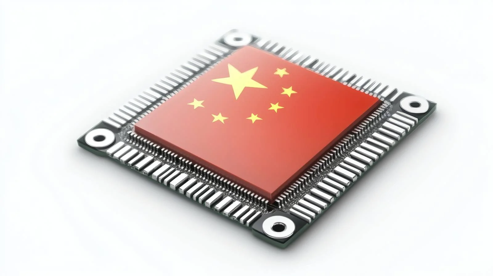 Integrated Circuit Chip with China Flag on White Background — free download from Dotvec