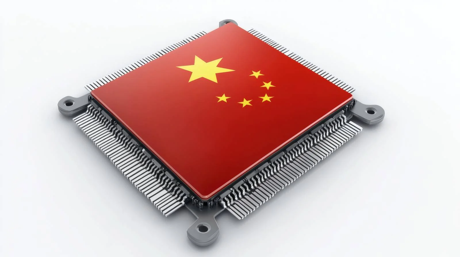 Integrated Circuit with Chinese Flag on White — free download from Dotvec