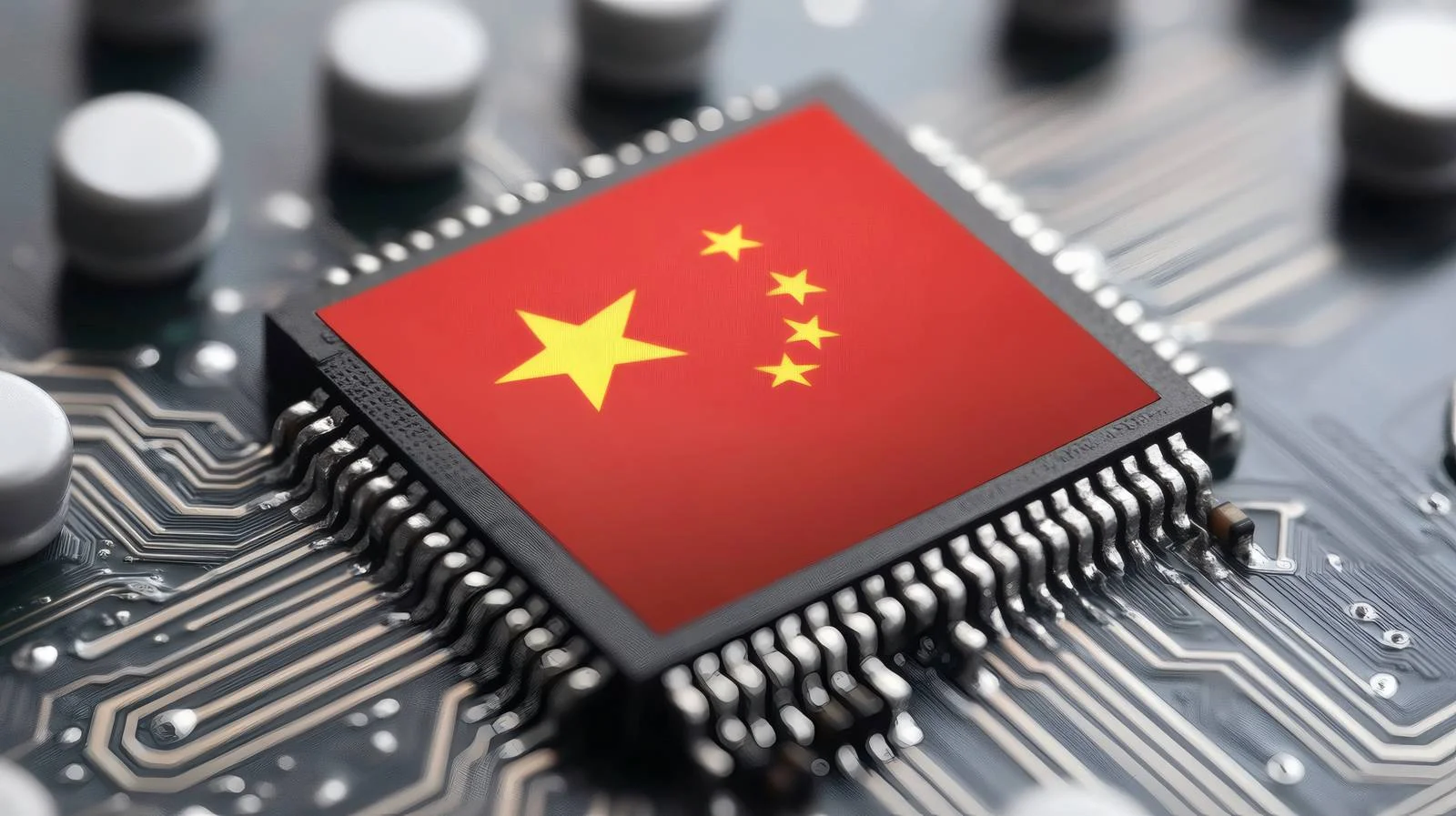 China Flag Embedded in Microchip Circuit — free download from Dotvec