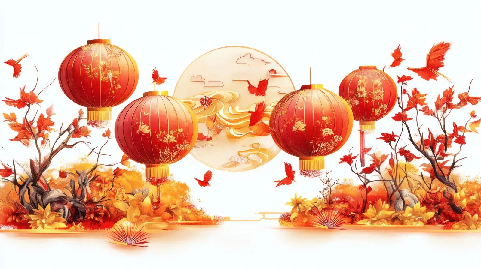 Mid-Autumn Festival Symbol on White Background — free download from Dotvec