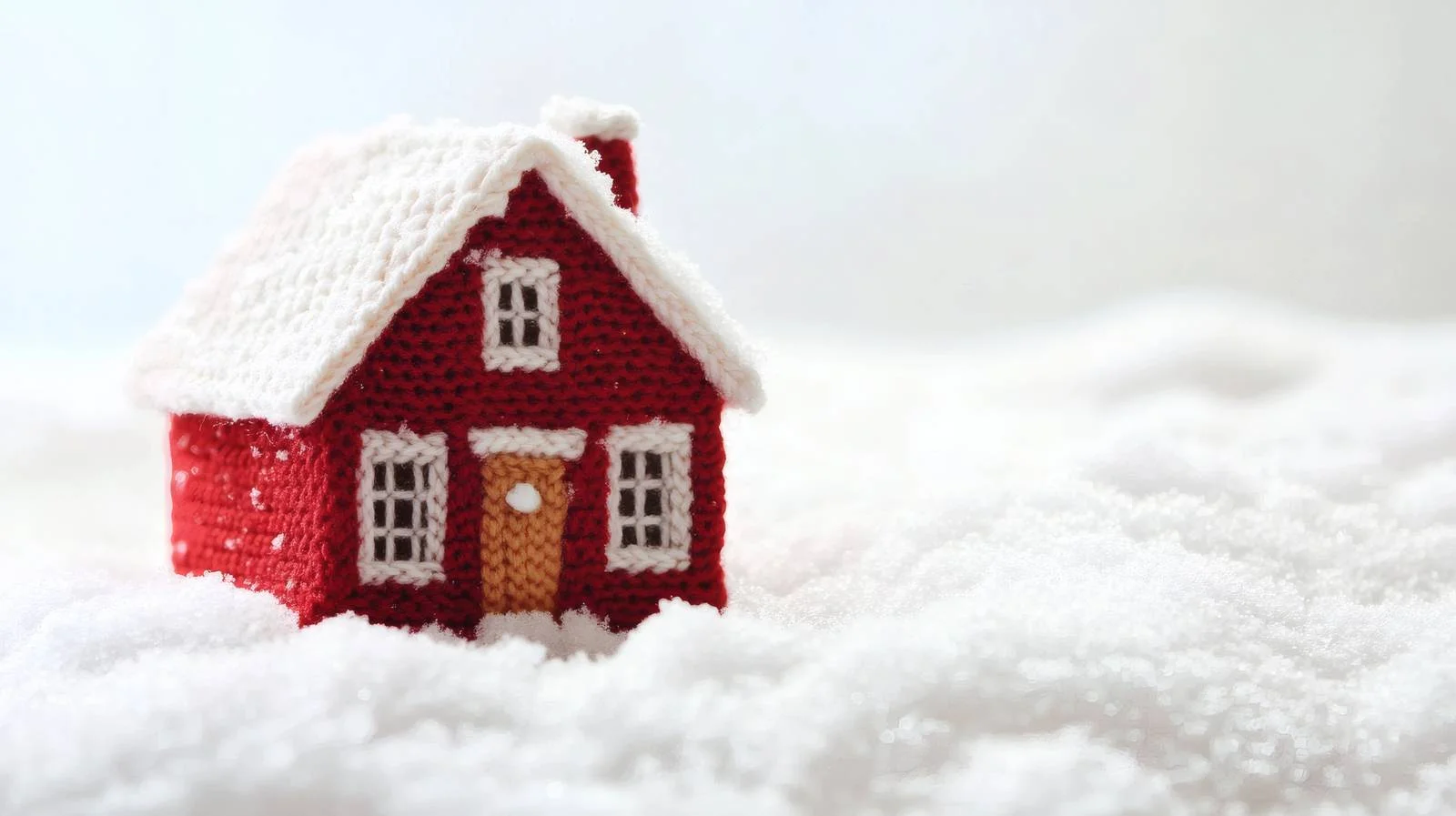 Tiny Knitted Snowy House on White Background — free download from Dotvec