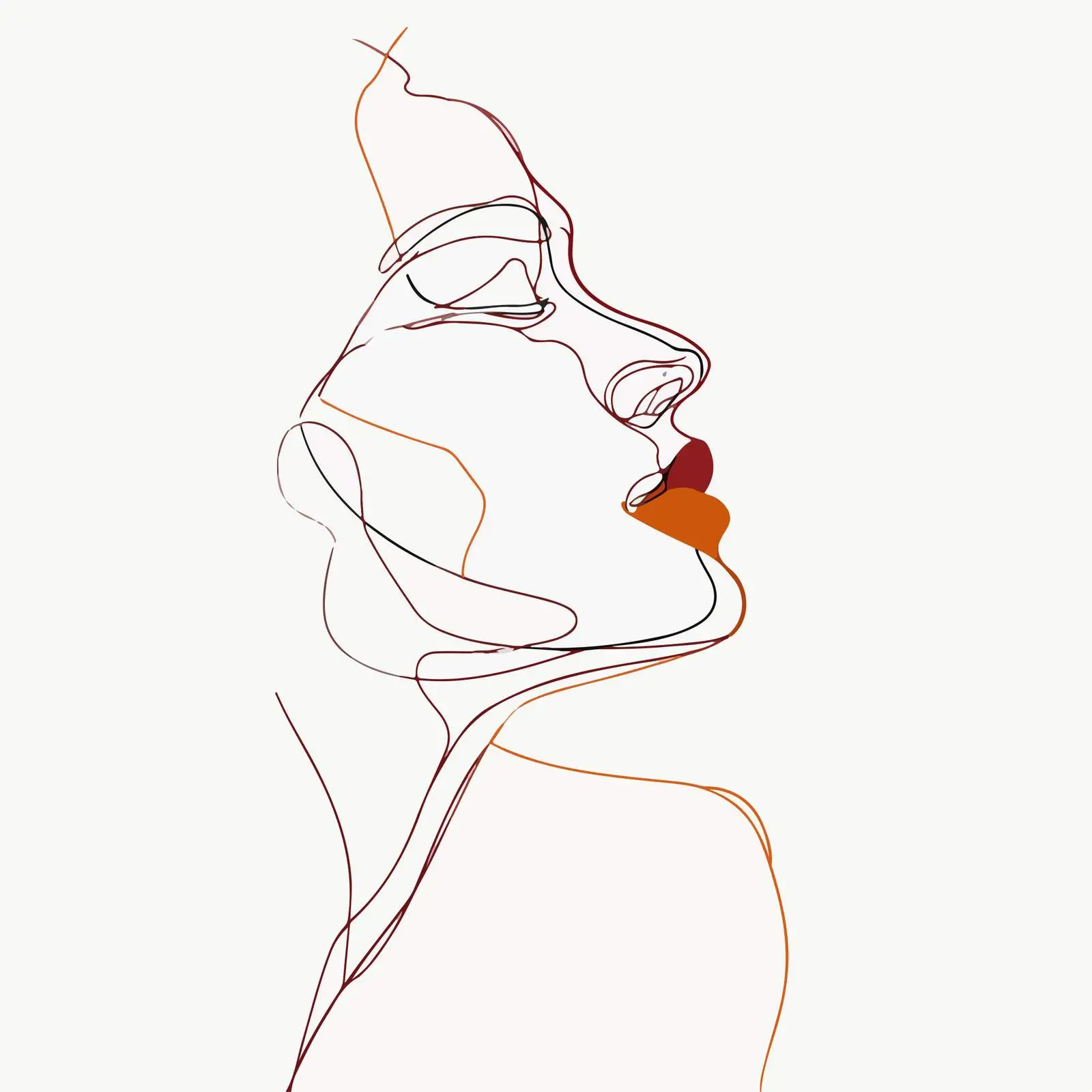 Abstract Human Profile Continuous Line Art — free download from Dotvec