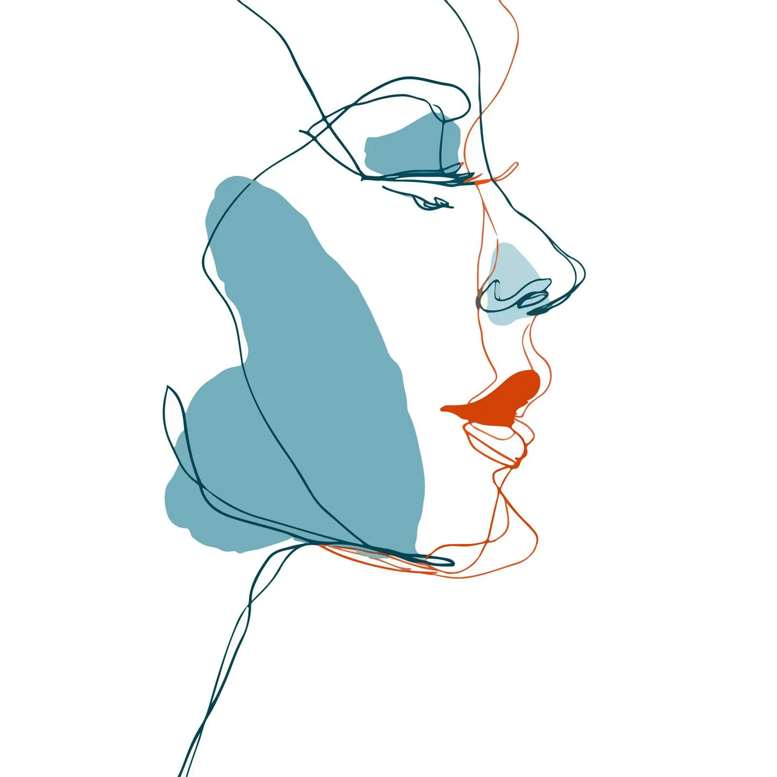 Abstract Human Profile Line Art — free download from Dotvec