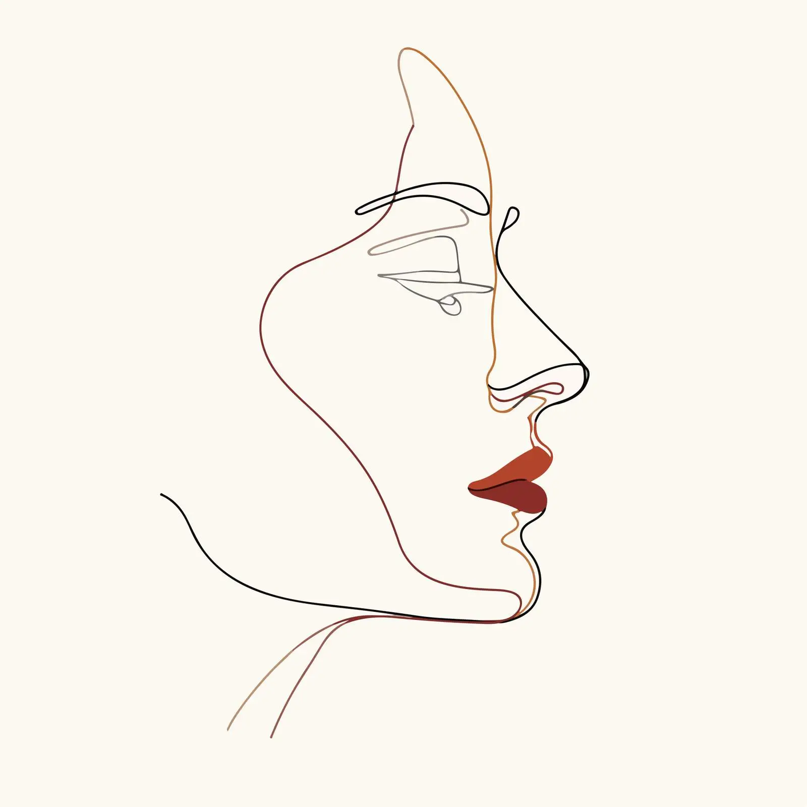 Abstract Human Profile Line Art — free download from Dotvec