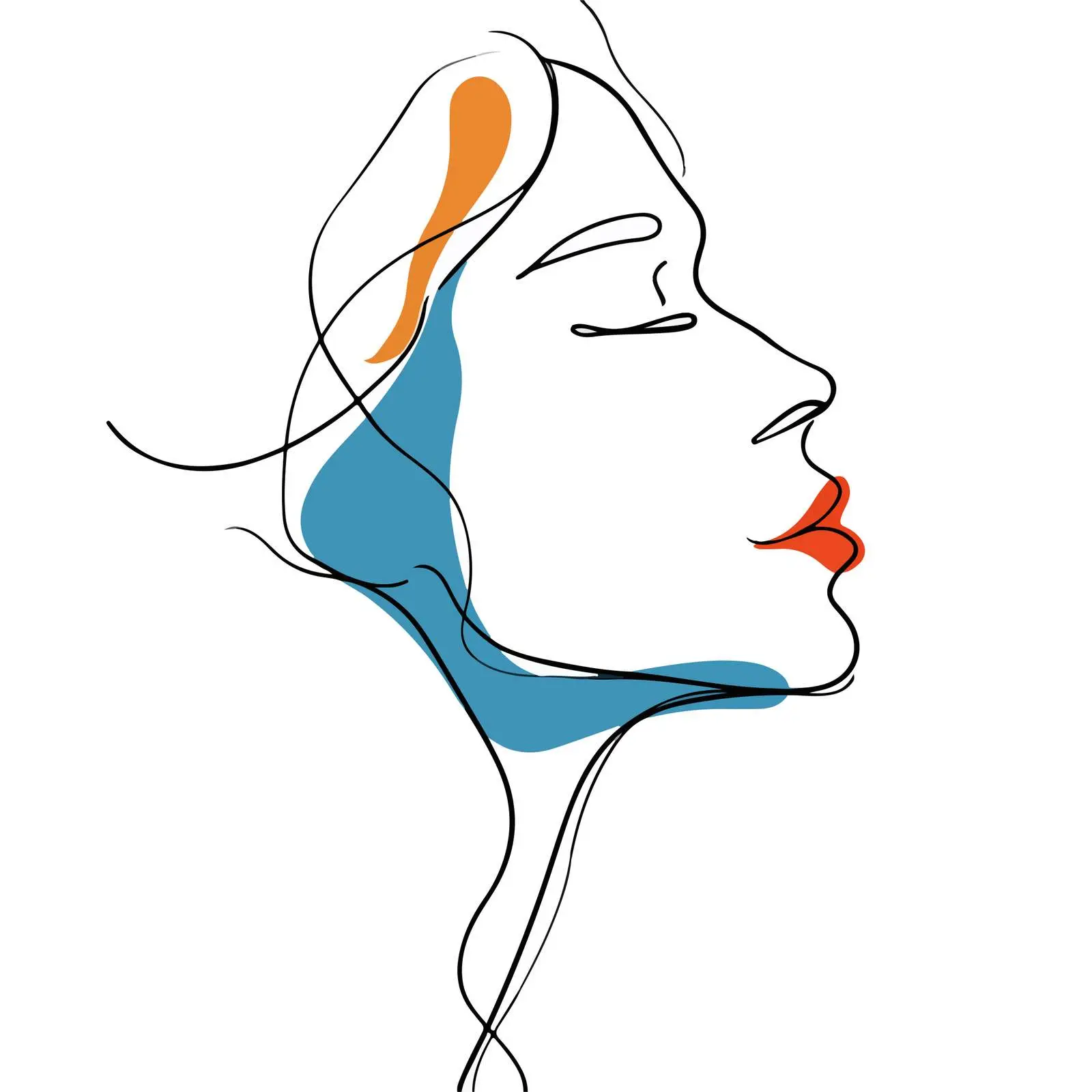 Abstract Human Profile Line Art — free download from Dotvec