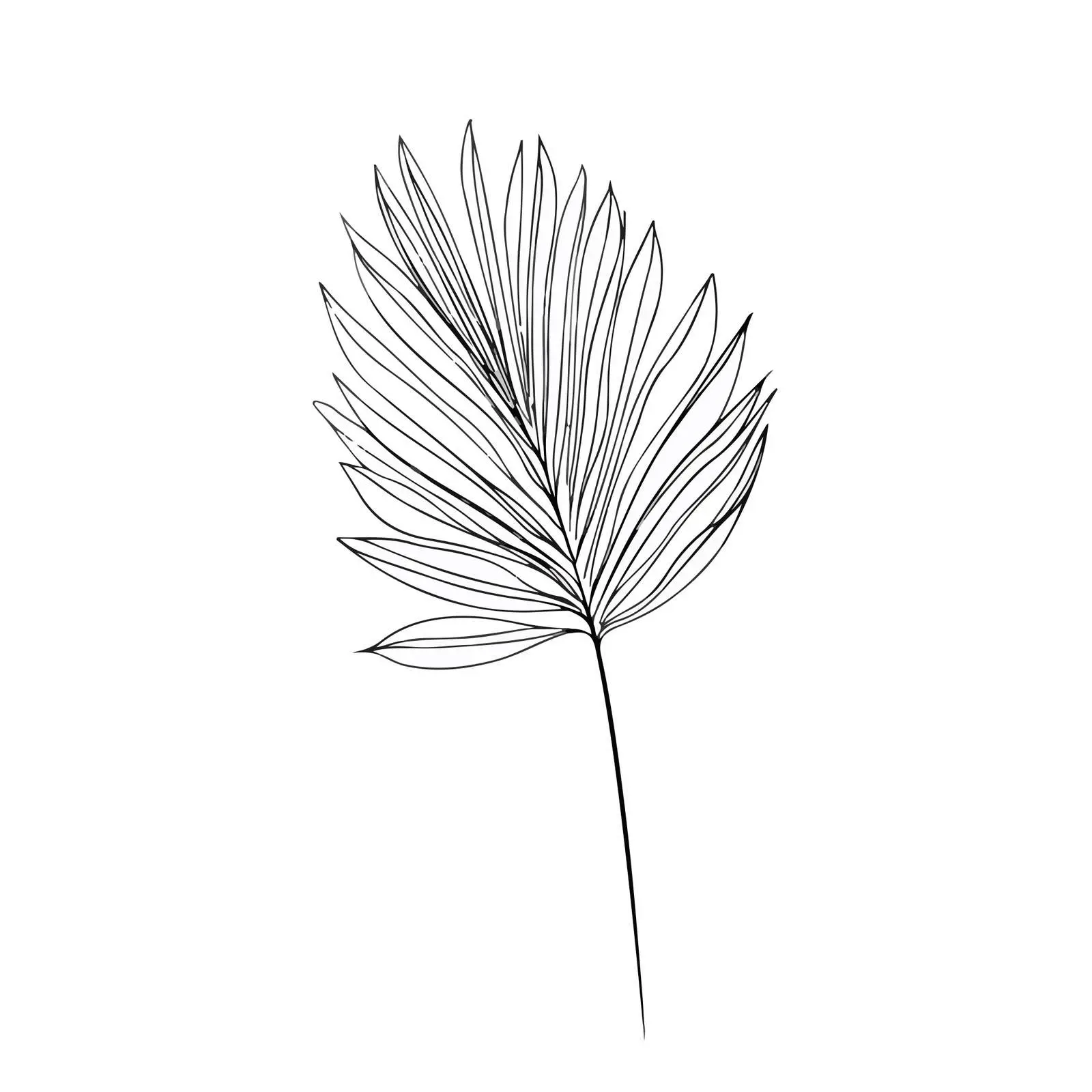 Abstract Palm Leaf Line Art — free download from Dotvec