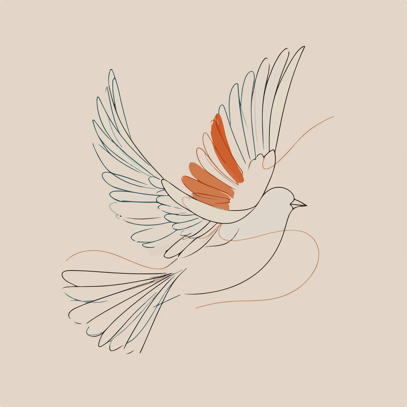 Elegant Bird Line Art — free download from Dotvec
